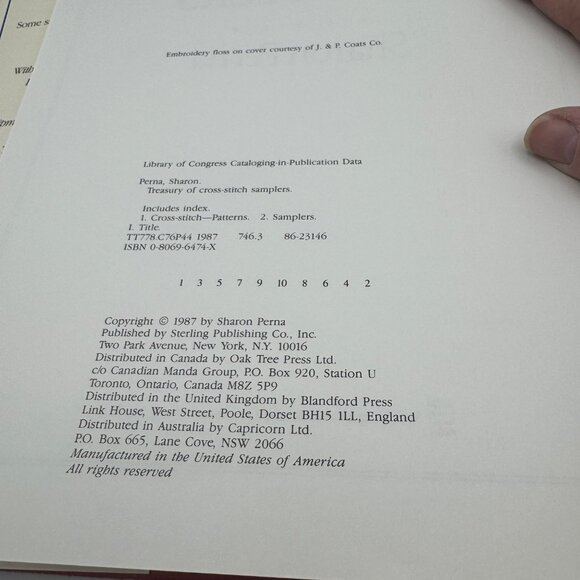 Treasury Of Cross-Stitch Samplers By Sharon Perna Hardcover - Picture 5 of 5